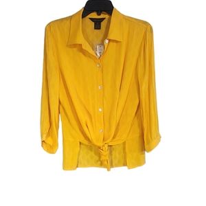 Investments LemonTart/yellow 💛 Longsleeve button Top with collar NWT Size M